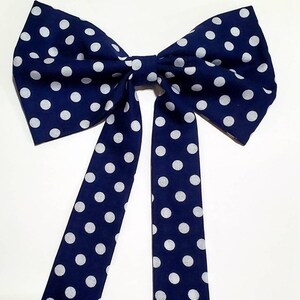 Fliege|Polka dot Fliege| Dechamclean gepunktete Fliege | Fliege für Frauen|marineblau weiß gepunktete Fliege