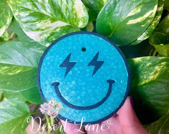 Lightning Eyes Smiley Face Car Air Freshener, Car Freshie, Smile Car Scent, Floral Air Freshener, Car Candle, Car Freshener, Positive Vibes