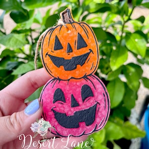 Stacked Jack’O’Lantern Car Air Freshener, pumpkin Freshie, halloween freshie, Car Candle, Fall Car Scent, Fall, autumn, jack o lantern