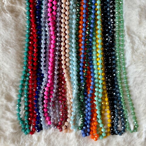 60 Inch Crystal Beaded Necklace Knotted 