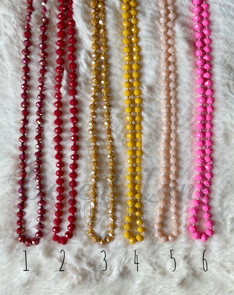 60 Inch Crystal Beaded Necklace Knotted Bead Necklace Long - Etsy