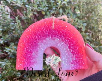 Boho Rainbow Car Air Freshener, Car Freshie, Happy Car Scent, Car Candle Positivity Freshie, positive happy vibes rainbow gift