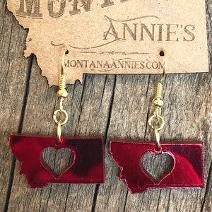 Montana Heart Cutout Earrings - Mirrored Red