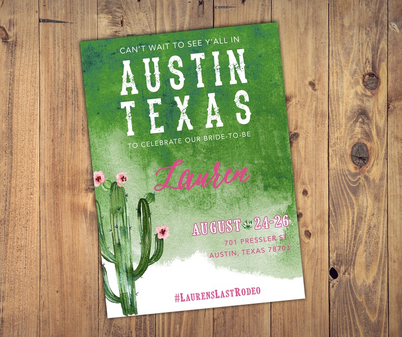 Austin Texas Bachelorette Party Invitation & Itinerary Etsy