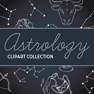 ASTROLOGICAL Clipart - Dierenriem symbolen en sterrenbeelden, Astrologie, horoscoop, sterrenbeelden, mystieke, hemelse heks clip art PNG bestanden