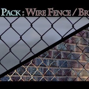 Chain Link Fence | Wire Mesh Fence | Chicken Wire | Digital Download | Brick Background | Fence Background | Texture | Overlay | Craft |