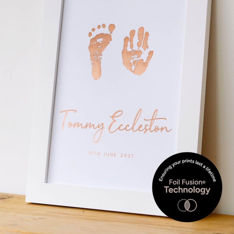 Foiled Baby Handprint Footprint Art | Kit Included | Newborn Keepsake | Inkless Mess-free image 4