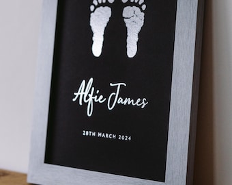 Foiled Baby Handprint Footprint Art | Kit Included | Newborn Keepsake | Inkless Mess-free