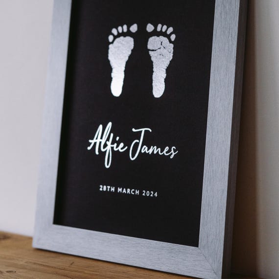 Foiled Baby Handprint Footprint Art | Kit Included | Newborn Keepsake | Inkless Mess-free