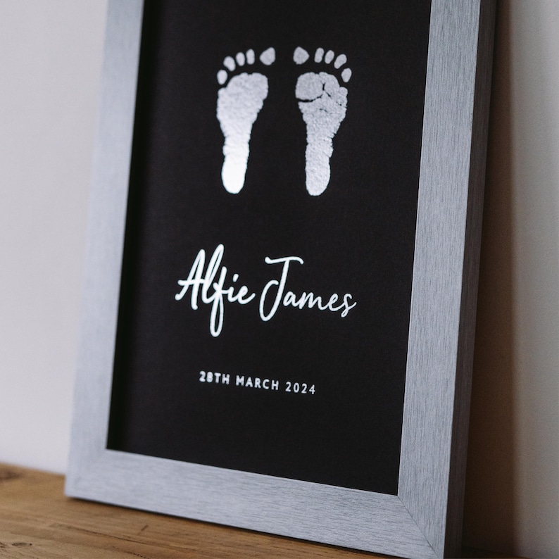 Foiled Baby Handprint Footprint Art | Kit Included | Newborn Keepsake | Inkless Mess-free image 1