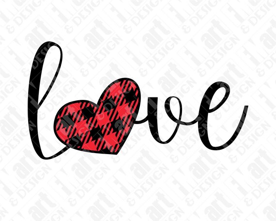 Download SVG DXF PNG Love Script Buffalo Plaid Heart | Etsy