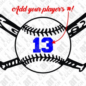 SVG DXF PNG Customizable Baseball Ball Bats Decal