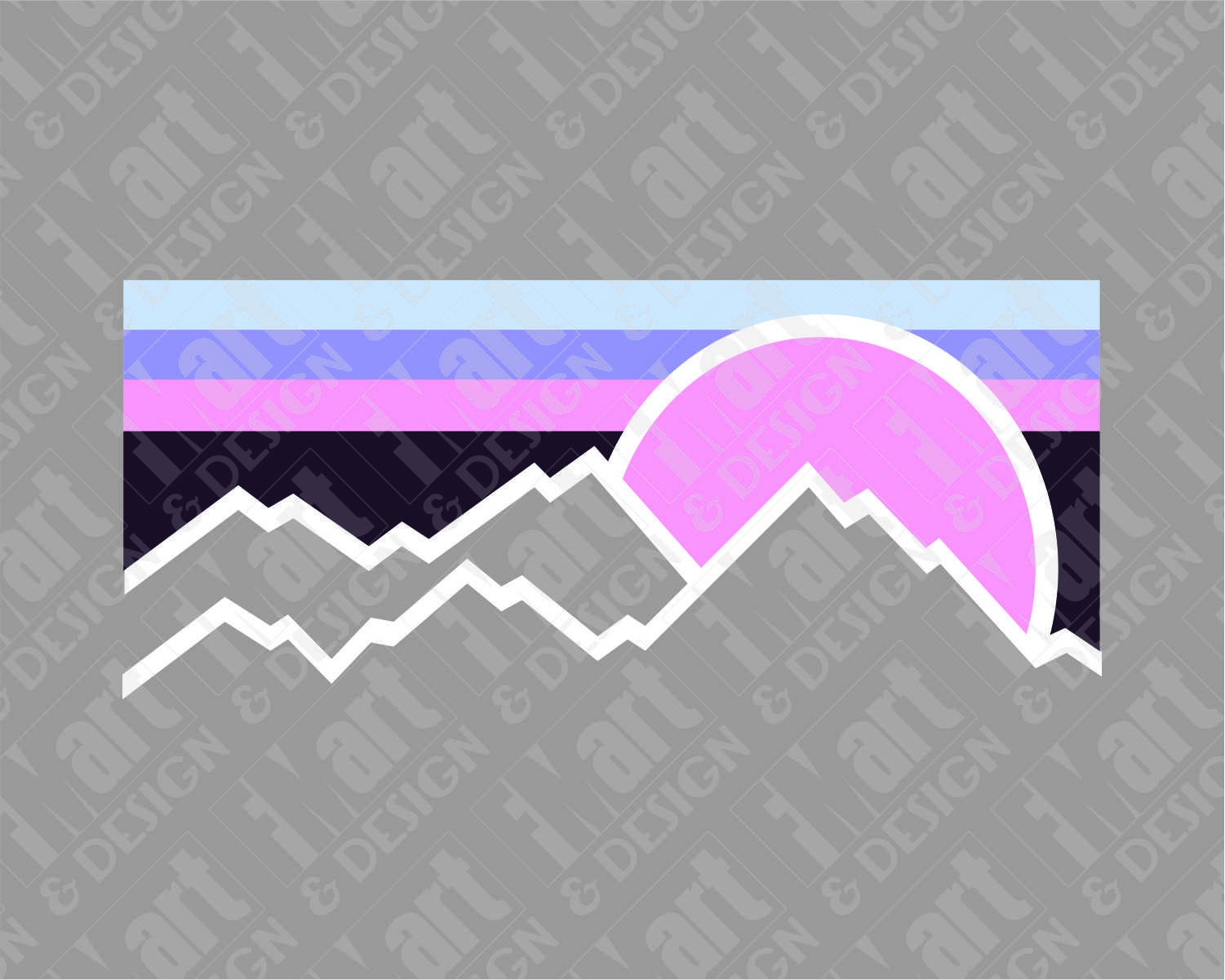 SVG DXF PNG Mountains and Stripes Sunset