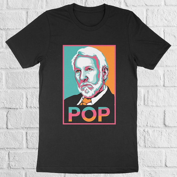 Spurs Fiesta Colors Popovich 'POP' Hope Poster Parody T-Shirt