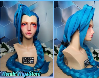 Inspired Jinx cosplay wig/ blue cosplay wig