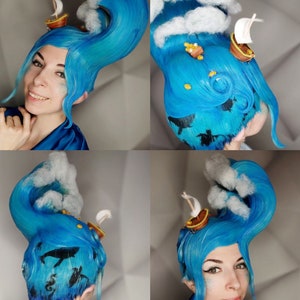 Original styling design/ Aqua style / nautical style/wave blue wig with dolfins