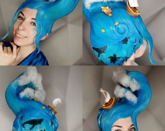 Original styling design/ Aqua style / nautical style/wave blue wig with dolfins