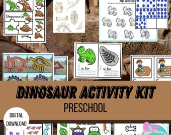 Dinosaur Preschool Activity Kit | Dinosaur Unit Study|Kindergarten Dinosaur Activities| Kindergarten Homeschool Lesson |Preschool Homeschool