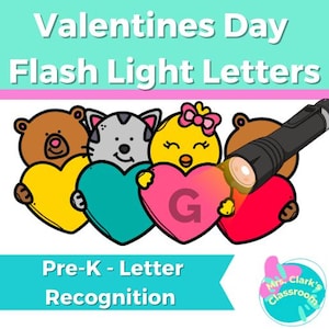 Letras con linterna / Actividad de reconocimiento de letras del día de San Valentín