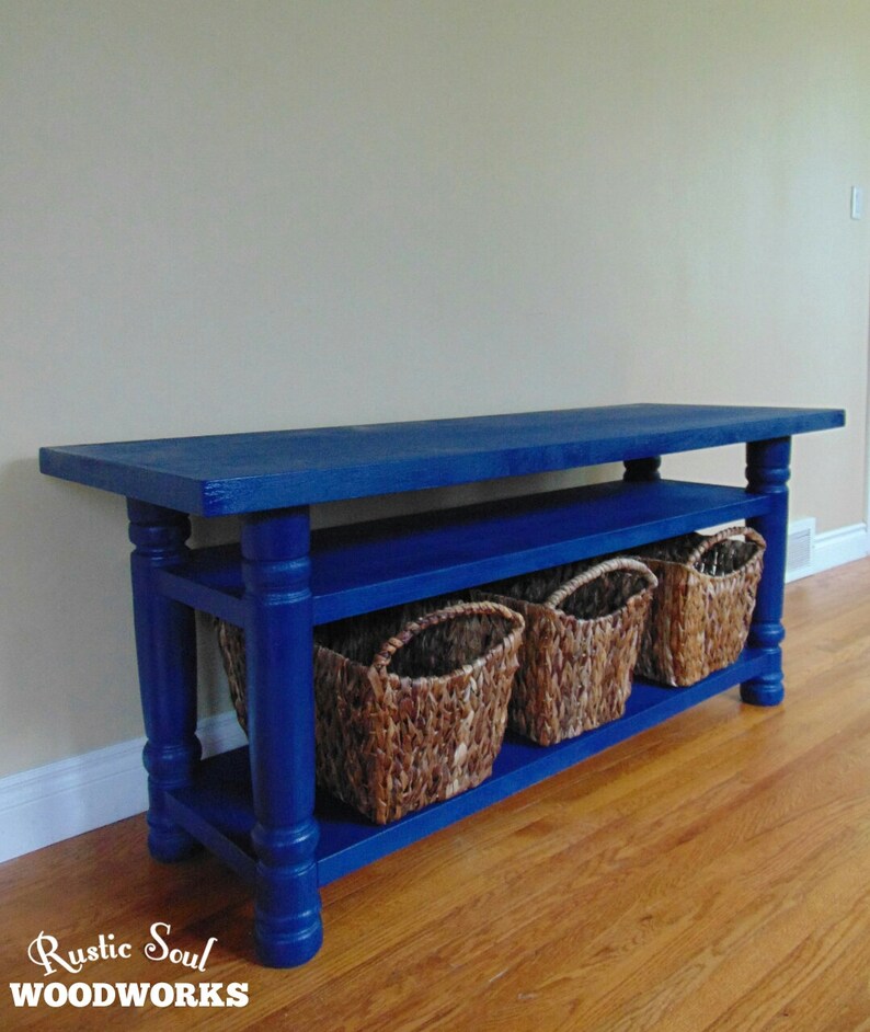 Dark Blue TV stand Rustic Media Console Handcrated Etsy