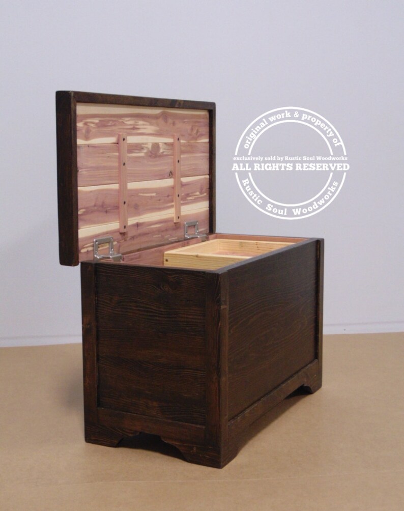 Cedarlined Hope Chest With Torsion Hinge Softclose Lid Dark Etsy