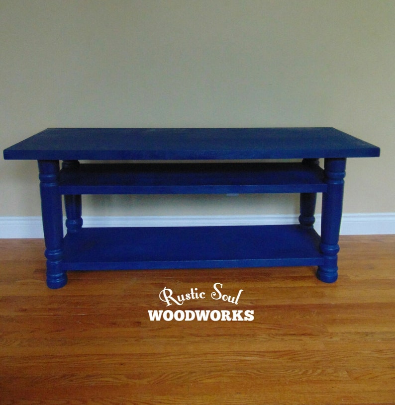 Dark Blue TV Stand Rustic Media Console Handcrated Etsy