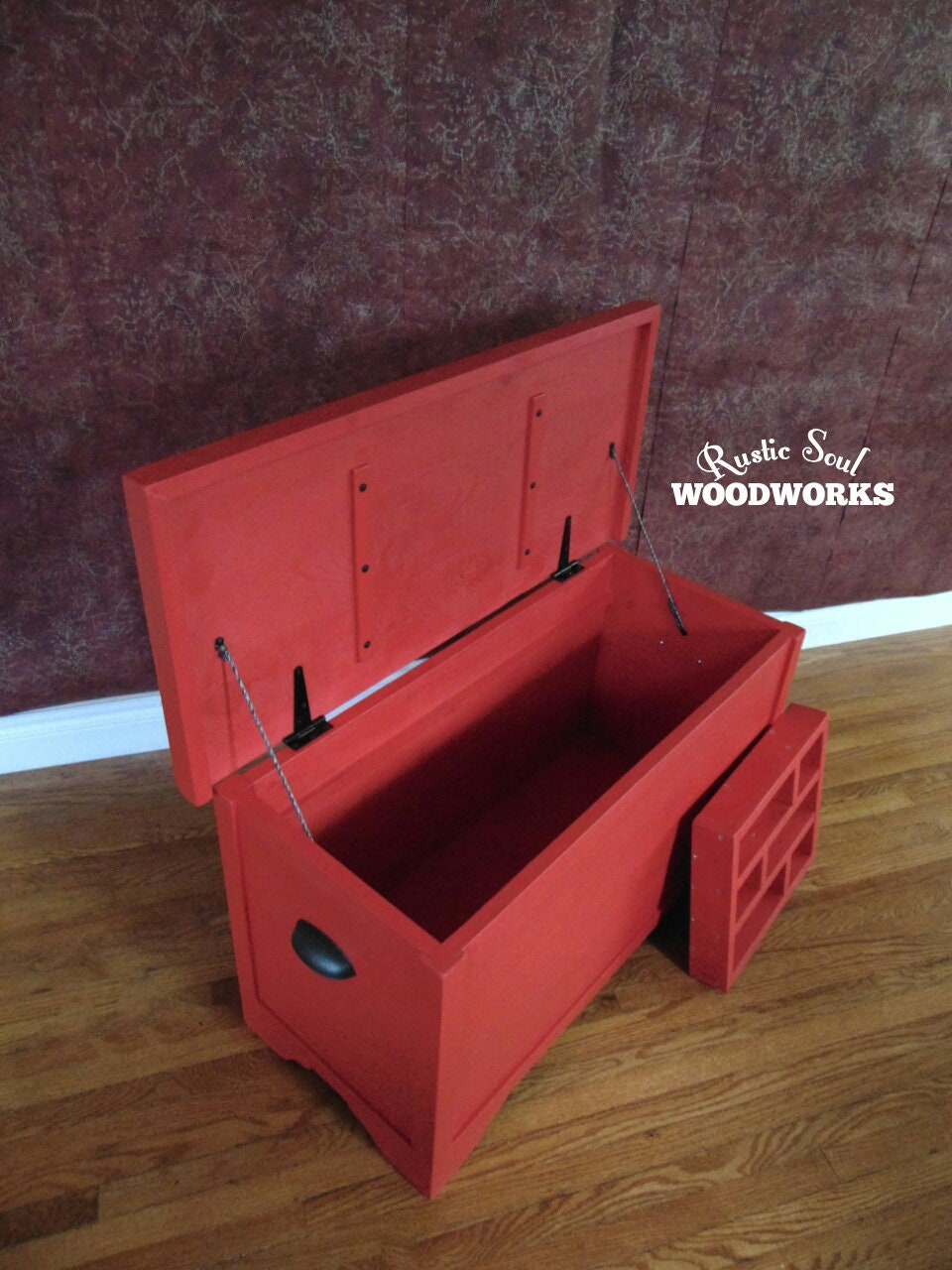 Cofre de manta roja tronco de almacenamiento de madera roja | Etsy