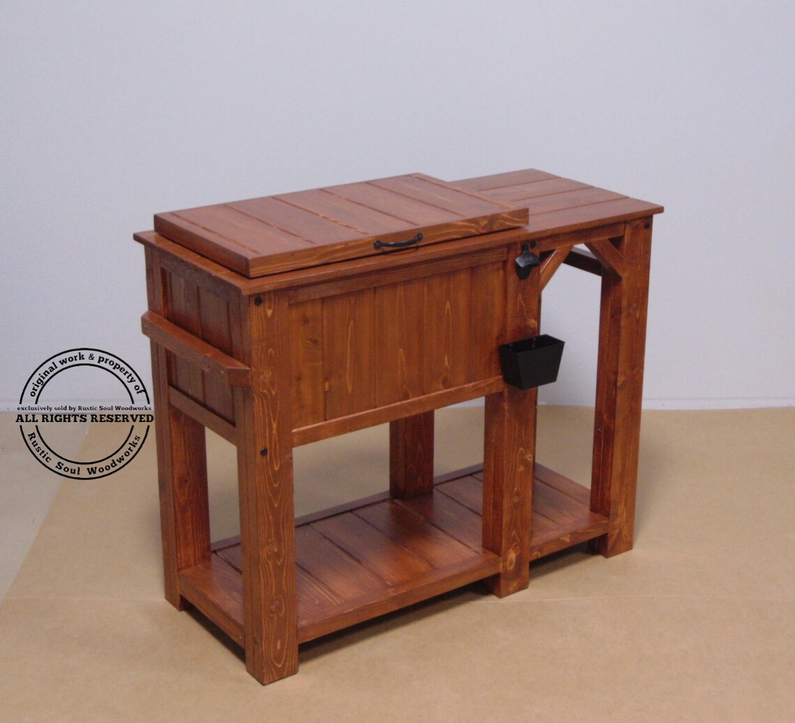 Large Ice Chest With Counter Space and Shelf Cedar Ice Chest Etsy