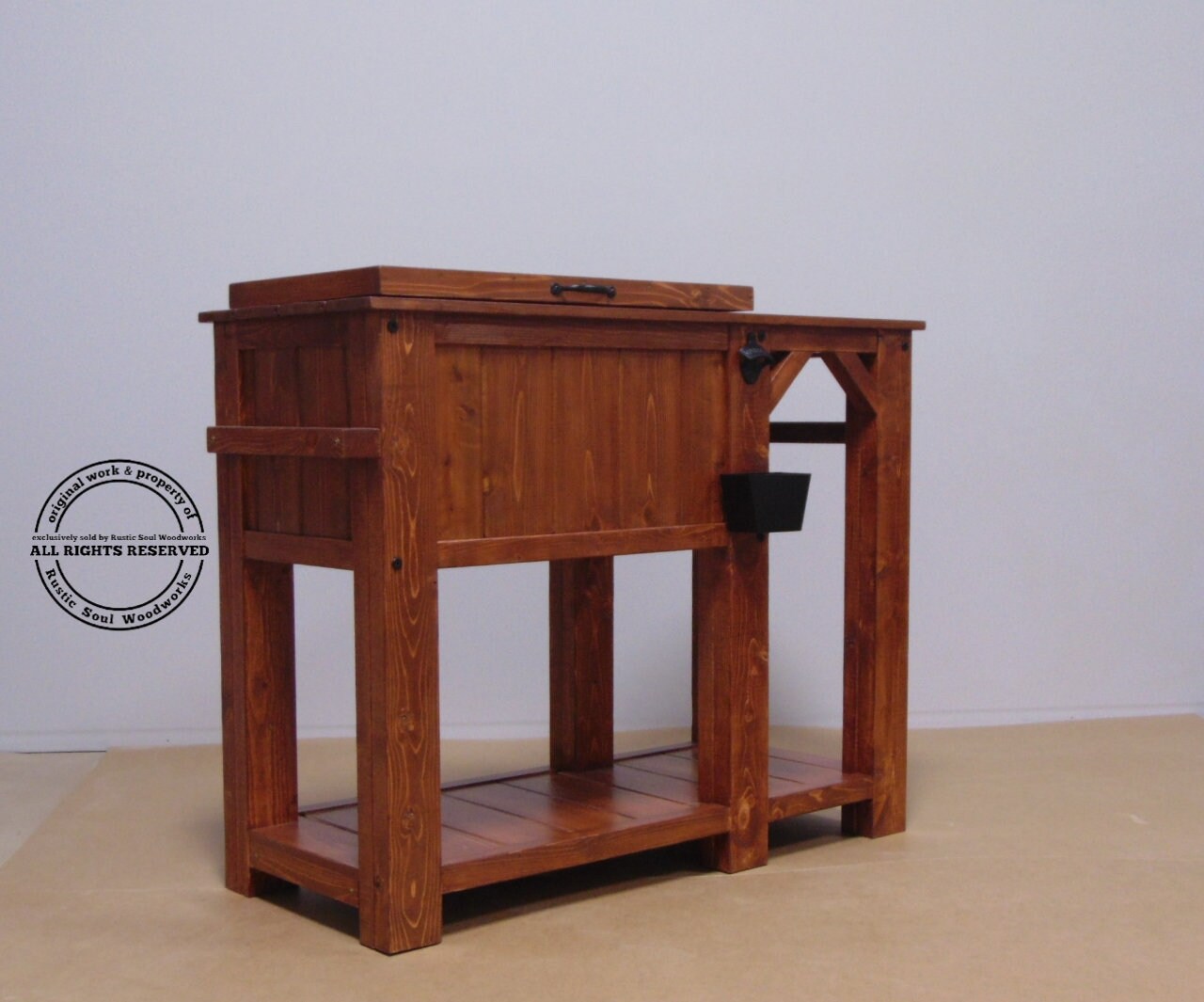 Large Ice Chest With Counter Space and Shelf Cedar Ice Chest Etsy