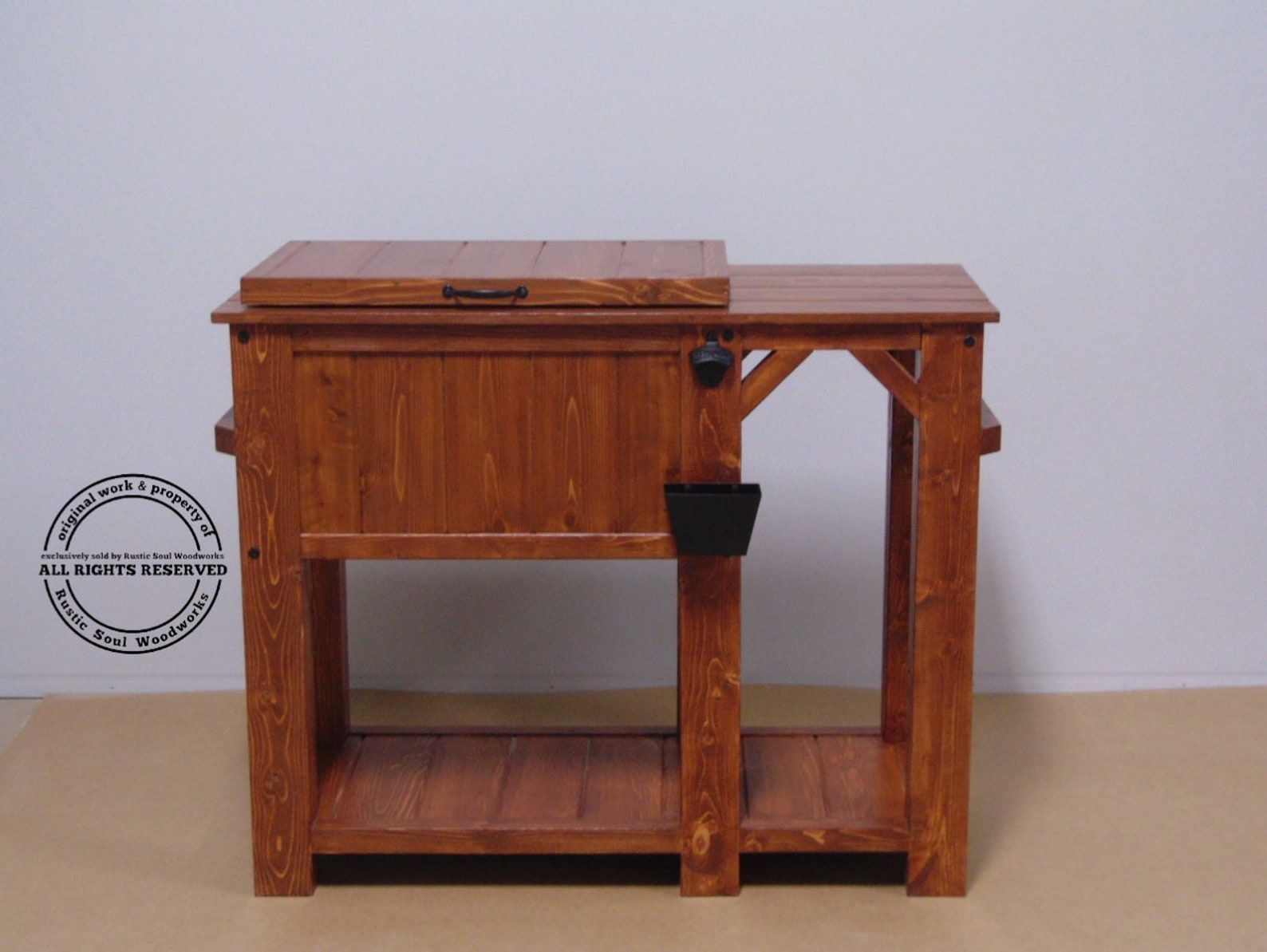 Large Ice Chest With Counter Space and Shelf Cedar Ice Chest Etsy