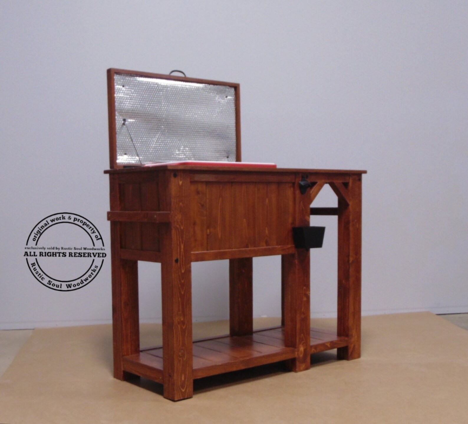 Large Ice Chest With Counter Space and Shelf Cedar Ice Chest Etsy