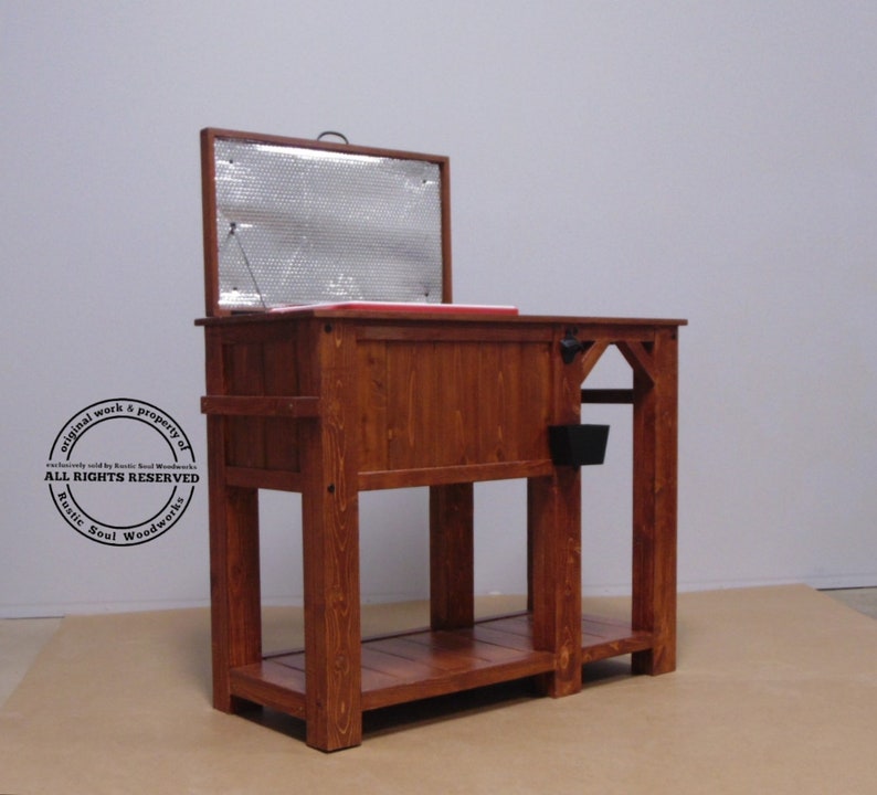 Large Ice Chest With Counter Space and Shelf Cedar Ice Chest Etsy