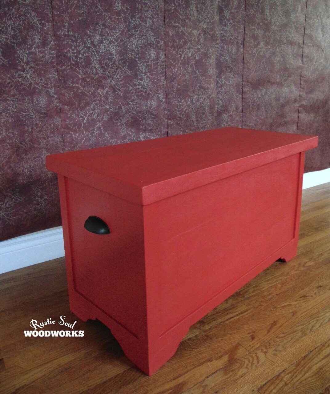 Cofre de manta roja tronco de almacenamiento de madera roja | Etsy