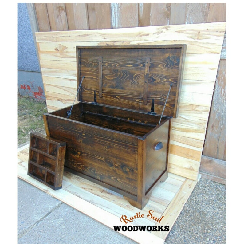 Dark walnut hope chest brown blanket chest for foot of bed Etsy