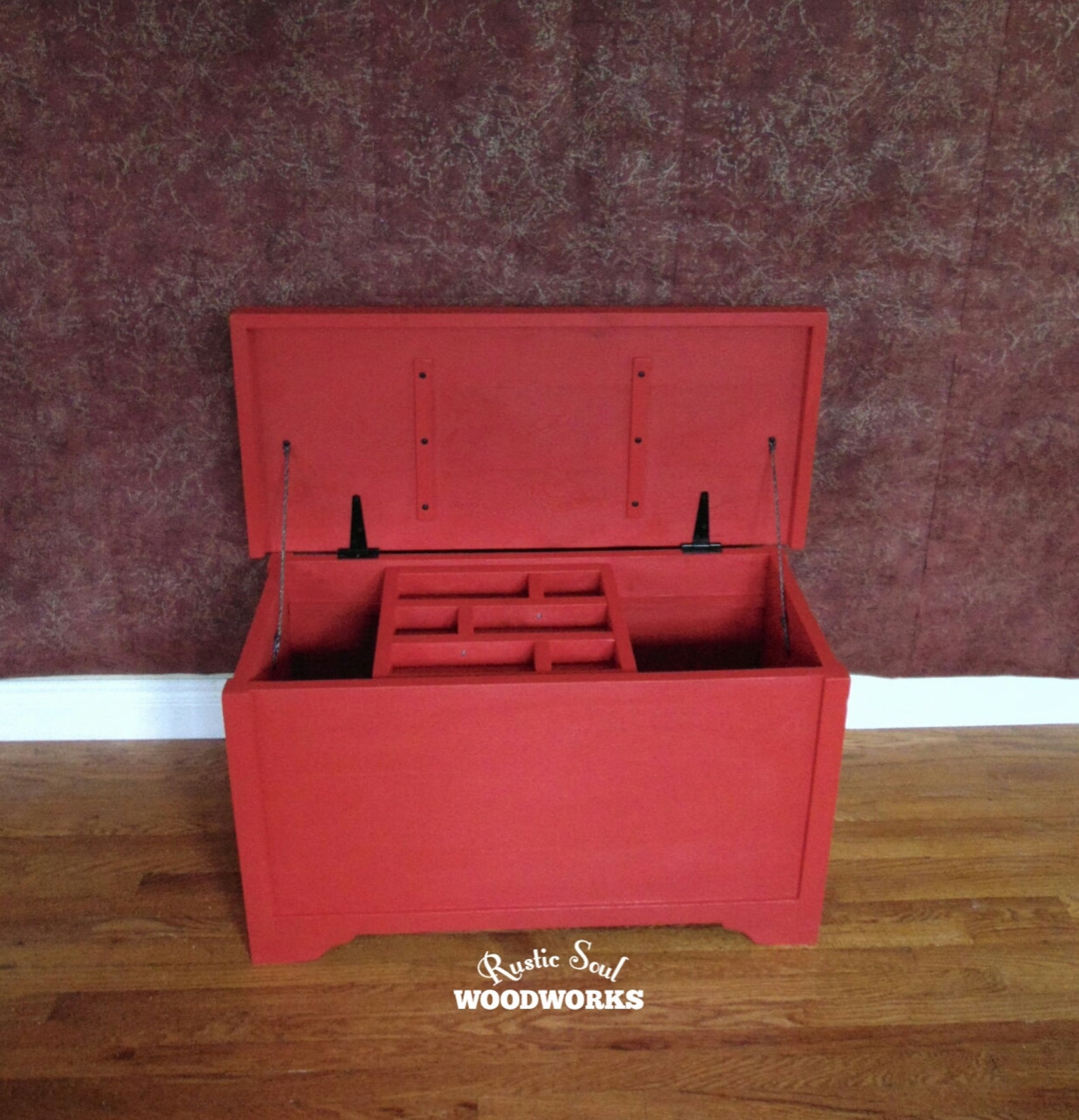 Cofre de manta roja tronco de almacenamiento de madera roja | Etsy