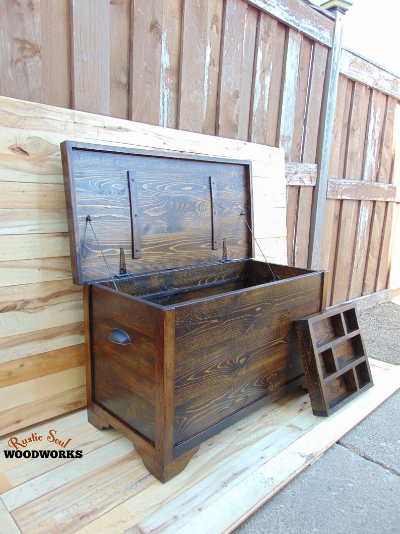 Dark Walnut Hope Chest Brown Blanket Chest for Foot of Bed Etsy Canada