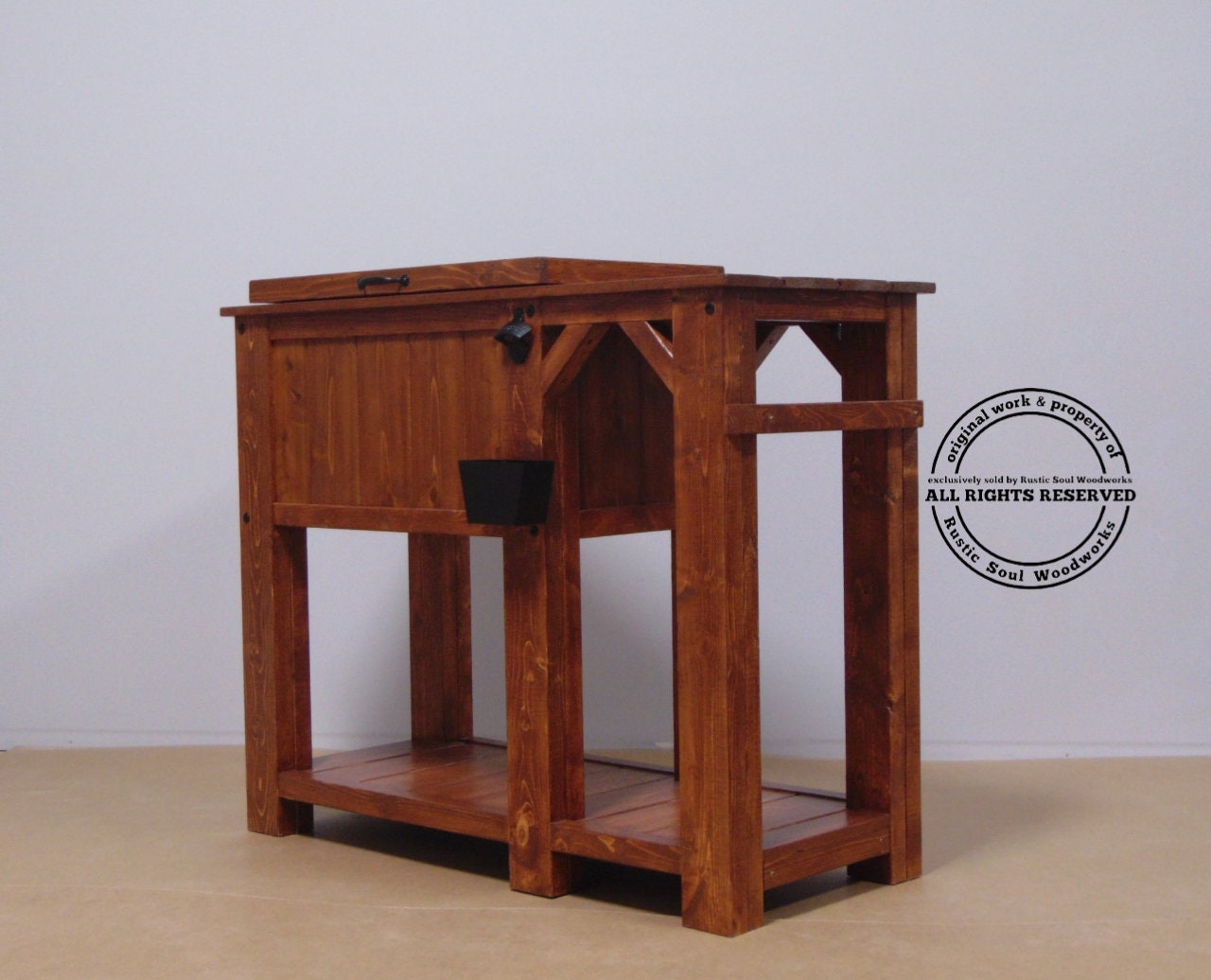 Large Ice Chest With Counter Space and Shelf Cedar Ice Chest Etsy