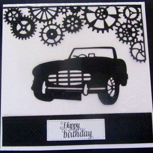 Austin Healey altmodische Vintage Sportwagen Happy Birthday Maskuline Karte