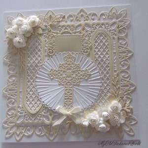 Romantic, old fashioned, vintage style Christening, Baptism, Communion or Confirmation personalised card.
