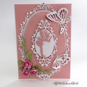 Old fashioned vintage style Pink Fairy Card for a Special Girl, any age, Birthday, Daughter, Granddaughter, niece, friend. Lace, Roses.