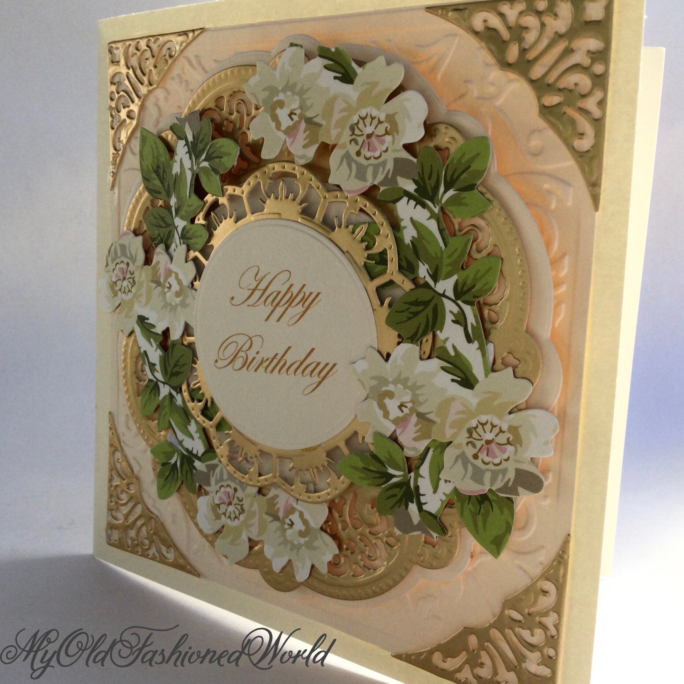 Romantic Old Fashioned Vintage Style Luxury Happy Birthday Card. Gold ...