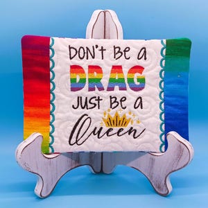 Pride Month Mug Rug: Rainbow Drag Queen Mini-Quilt