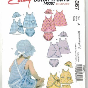 Infants&#39; Dresses, Panties, and Hats; McCall&#39;s M5367; uncut sewing pattern in four sizes