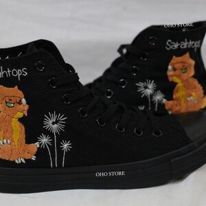 Embroidered converse/Custom Embroidered cartoon shoes/Custom converse high tops embroidered logo/gift for daughter