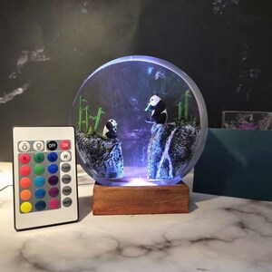 Christmas Gift, Halloween Gift, Customer Panda Lamp, Panda Figure, Night light, Epoxy resin lamp, Resin lamp, Gift for kids, Kung fu Panda