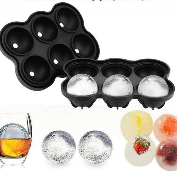 Large Ice Cube 6 Ball Silicone Mould Tray Maker  Sphere Whiskey Resin Paperweight  Clay Crafts