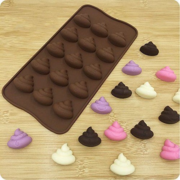 Smiley Poop/Poo emoji Silicone Mould 15 Cell  Fondant Icing Candy Chocolate Ice Cube Soap Candle Resin Craft Mould