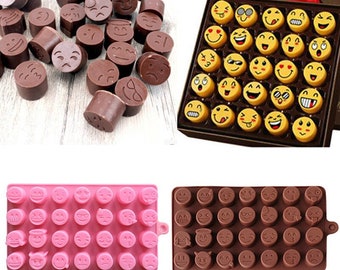 Emoji Silikonform x 28 süße runde Schokoladen-Süßigkeits-Gelee Bonbons duftende Melts