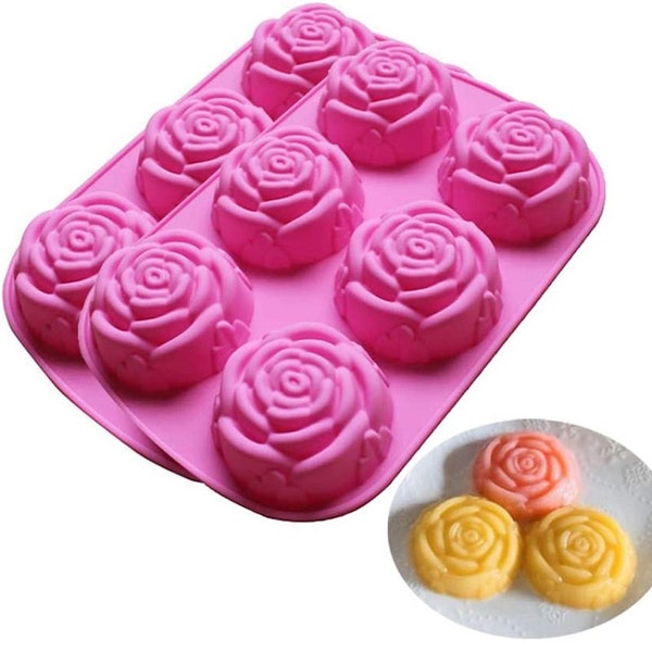 6 celle Rose Fiori 3D Stampo in silicone Torta Muffin Muffin al cioccolato Stampo Fondente Glassa Pasta di zucchero Candela Stampo in cera Sapone Stampo in resina