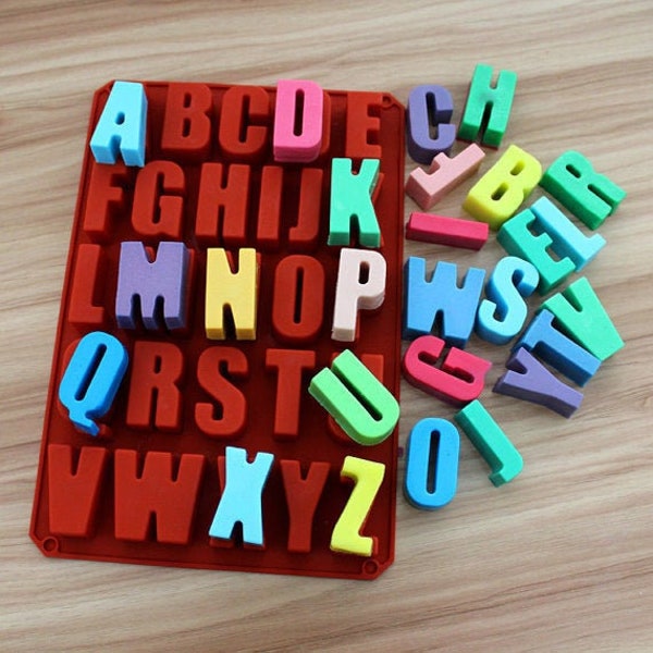 Moule en silicone Alphabet 26 lettres 5 cm Fondant au chocolat, savon, bougie en résine